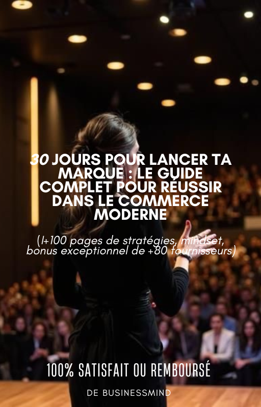 30 JOURS POUR LANCER TA MARQUE: LE GUIDE COMPLET POUR TE LANCER DANS LE COMMERCE MODERNE 100% SATISFAIT OU REMBOURSÉ.